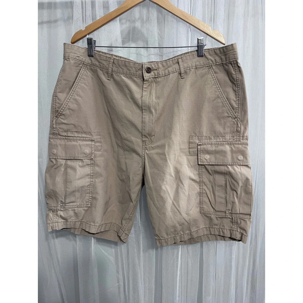 Levis Mens Tan Khaki Ripstop Cotton Cargo‎ Shorts Size 40 Utility Gorpcore